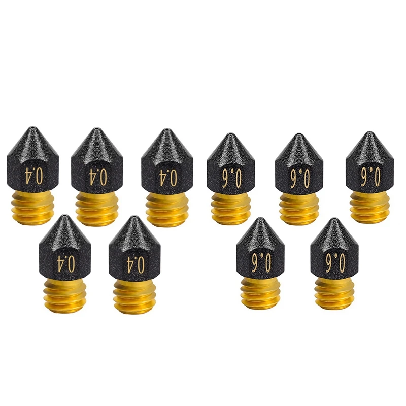ABNM 5Pcs MK8 PTFE 코팅 노즐 M6 스레드 황동 노즐 CR10 CR10S Ender-3 3D 프린터 노즐 1.75Mm 필라멘트