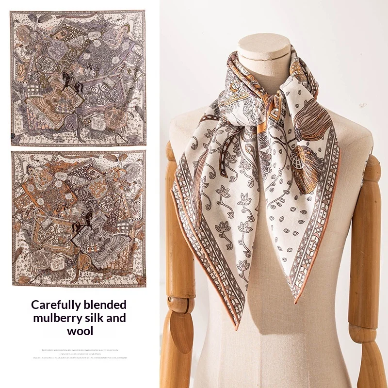 

Двусторонний платок с экзотическим принтом «Рыцарь», квадратный платок для женщин, для поездок на работу, солнцезащитный, шаль, многофункциональный