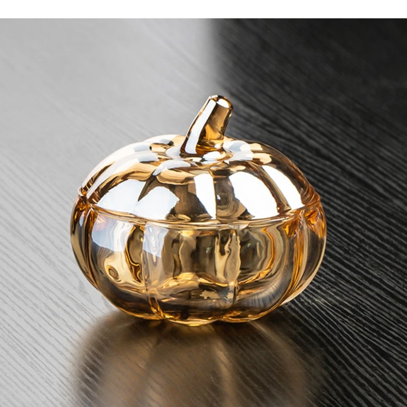 Pumpkin Shape Glass Ash Tray with Lids Cigar Ashtrays Home Desktop Ashtray Storage Containers Smoking Accessories