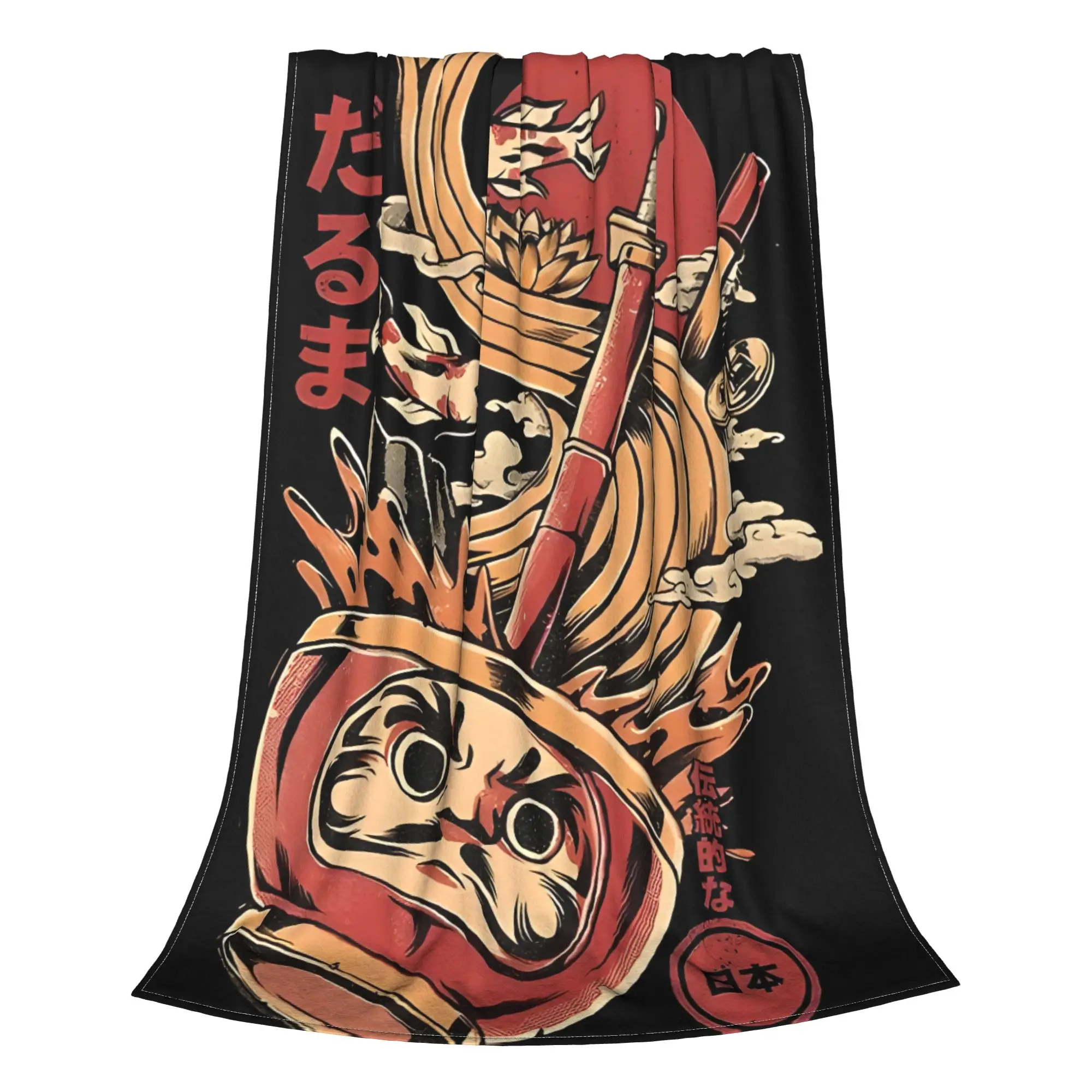 1PC Home Cute Room Decor Daruma's Ramen Blanket Throw Blanket Kaiju Monster Novelty Warm Blanket All Season