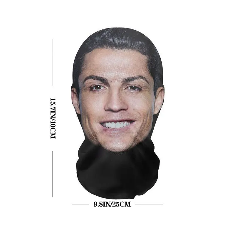 3D Printed Cristiano Ronaldo Funny Mask Cosplay Soccer Superstars Elastic Mesh Full Face Breathable Masks Balaclava Headcovers