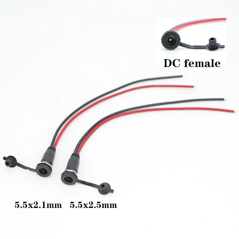 

18awg 2-контактный провод 5,5 х 2,1 мм 5,5 х 2,5 мм, аккумулятор постоянного тока, гнездовой разъем питания для DIY с крышкой, разъем 20 см
