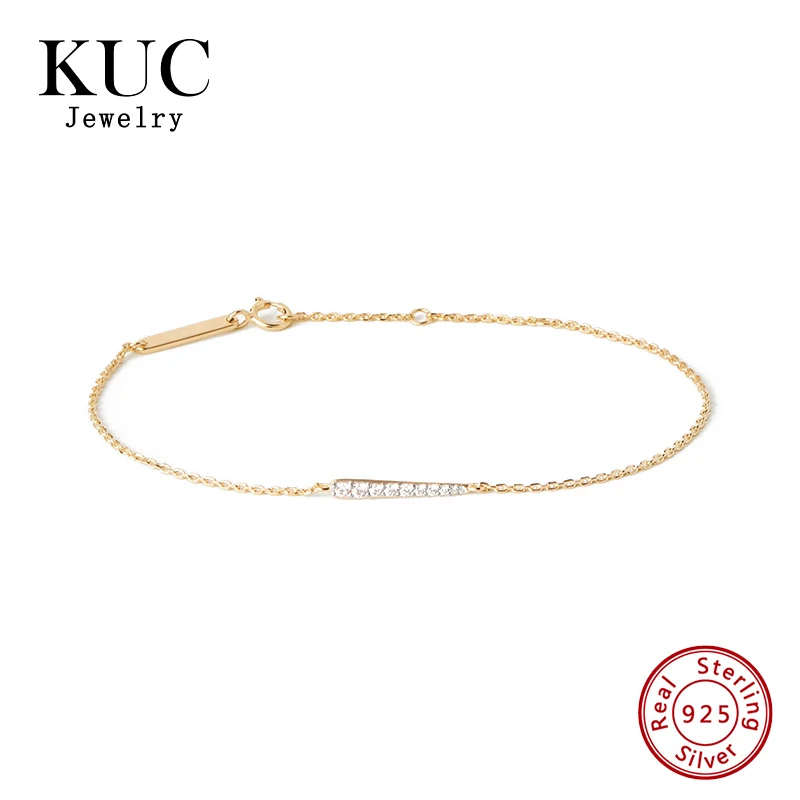 

Stylish Exquisite Olga Women Bracelet 925 Sterling Silver Sleek Chain Bracelet with a Zirconia Drop Motif