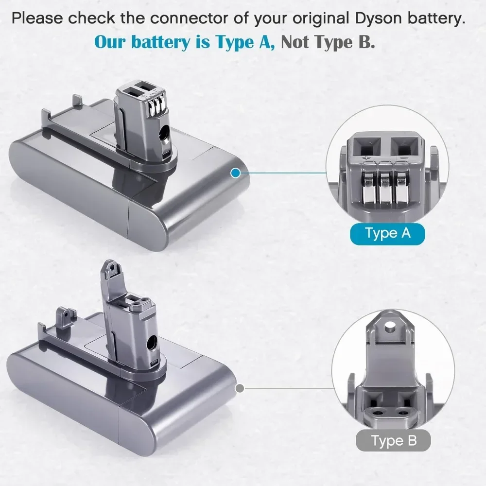 6000mAh for DC35 DC45 DC34 DC31/35, Type A/B, 22.2-01, 917083 V - Lithium-ion, Capacité Améliorée, Compatible Totalement,