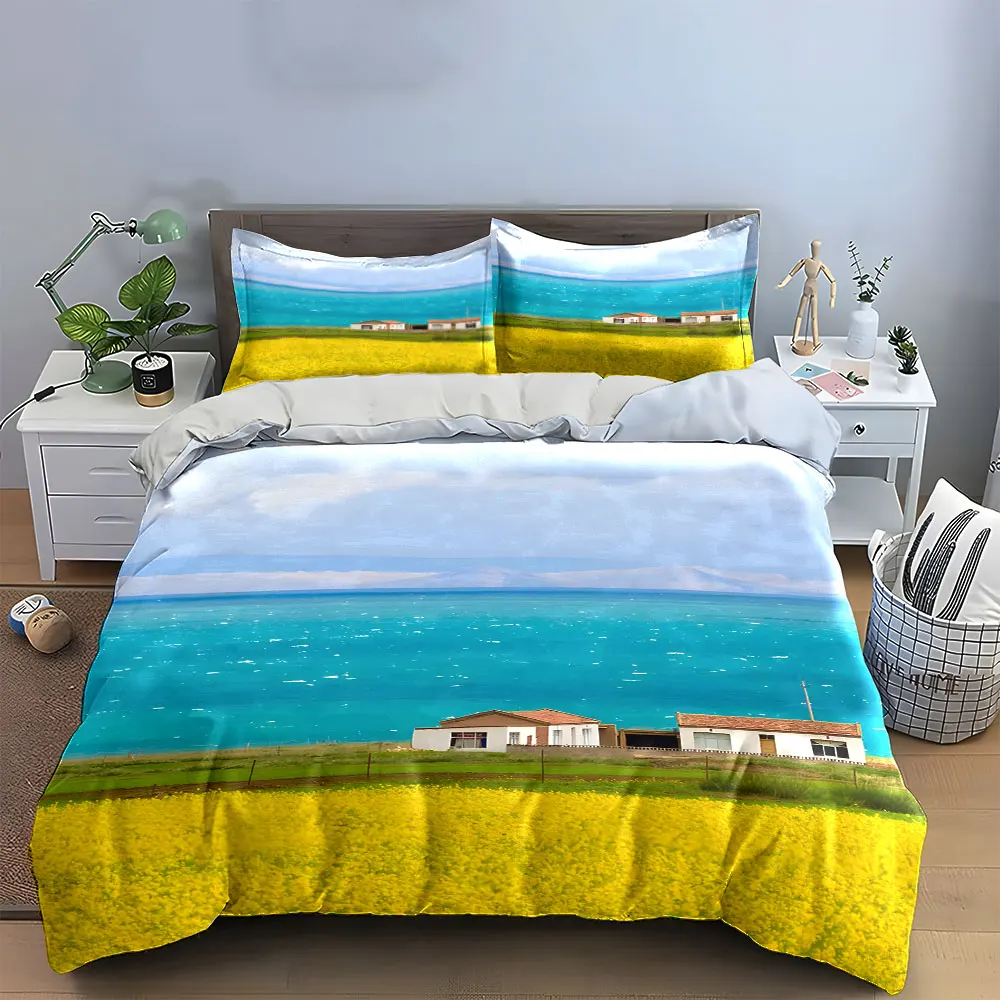 Beautiful Landscape Decor Set Bedding Set with 1 Duvet Cover 2 Pillowcases Single Double King Queen, Gift