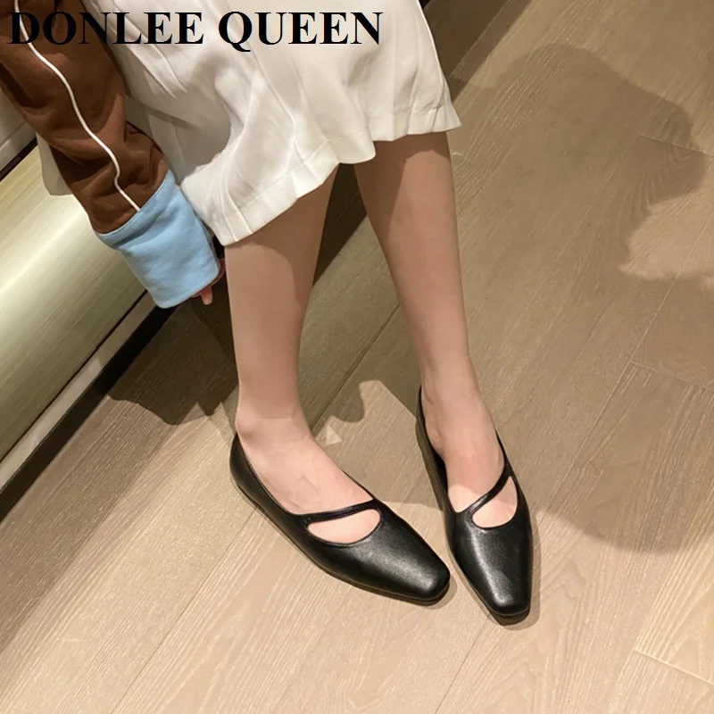 2023 New Autumn Flats Ballerina Shoes Women Fashion Brand Square Toe Ballet Shoes Female Casual Loafer Gold Sliver Zapatos Mujer