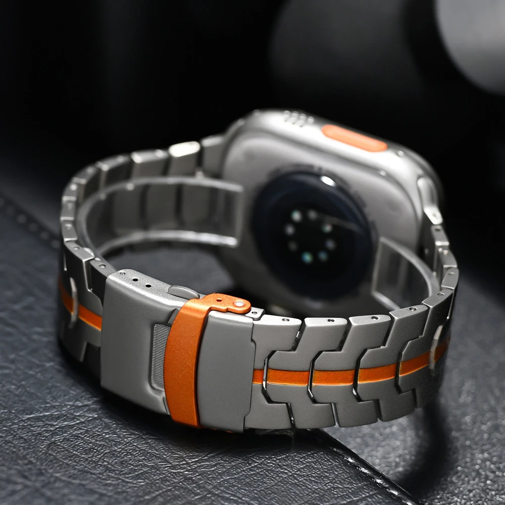 

Titanium Straps For Apple Watch bands 46mm 45mm 44mm 42mm man bracelet correa iWatch series 10 se 9 8 7 6 5 3 ultra 2 band 49mm