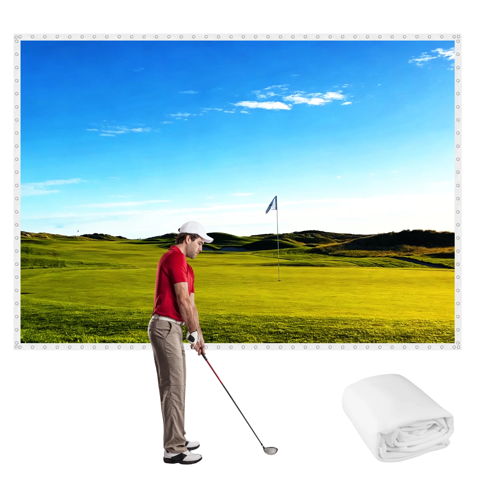 

Экран для гольф-симулятора 9.8x13 футов с люверсами, ультрапрозрачный, для тренировок в помещении/дома/гараже