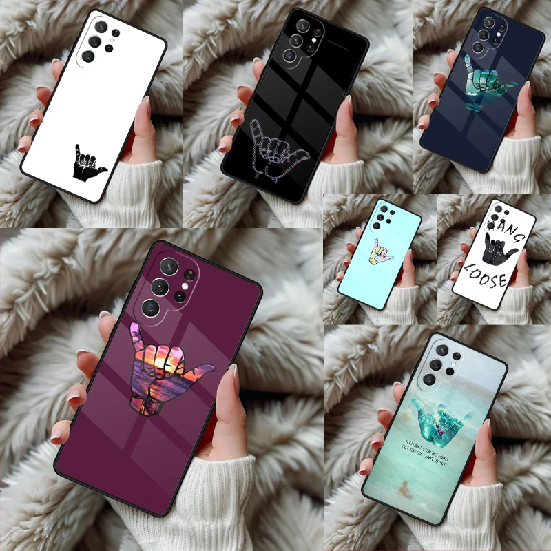 Surfer Surf Hang Loose Shaka Phone Case For Samsung Galaxy S24 S25 S26 Ultra S22 S23 Plus S21 S20 FE Note10 TPU Cover