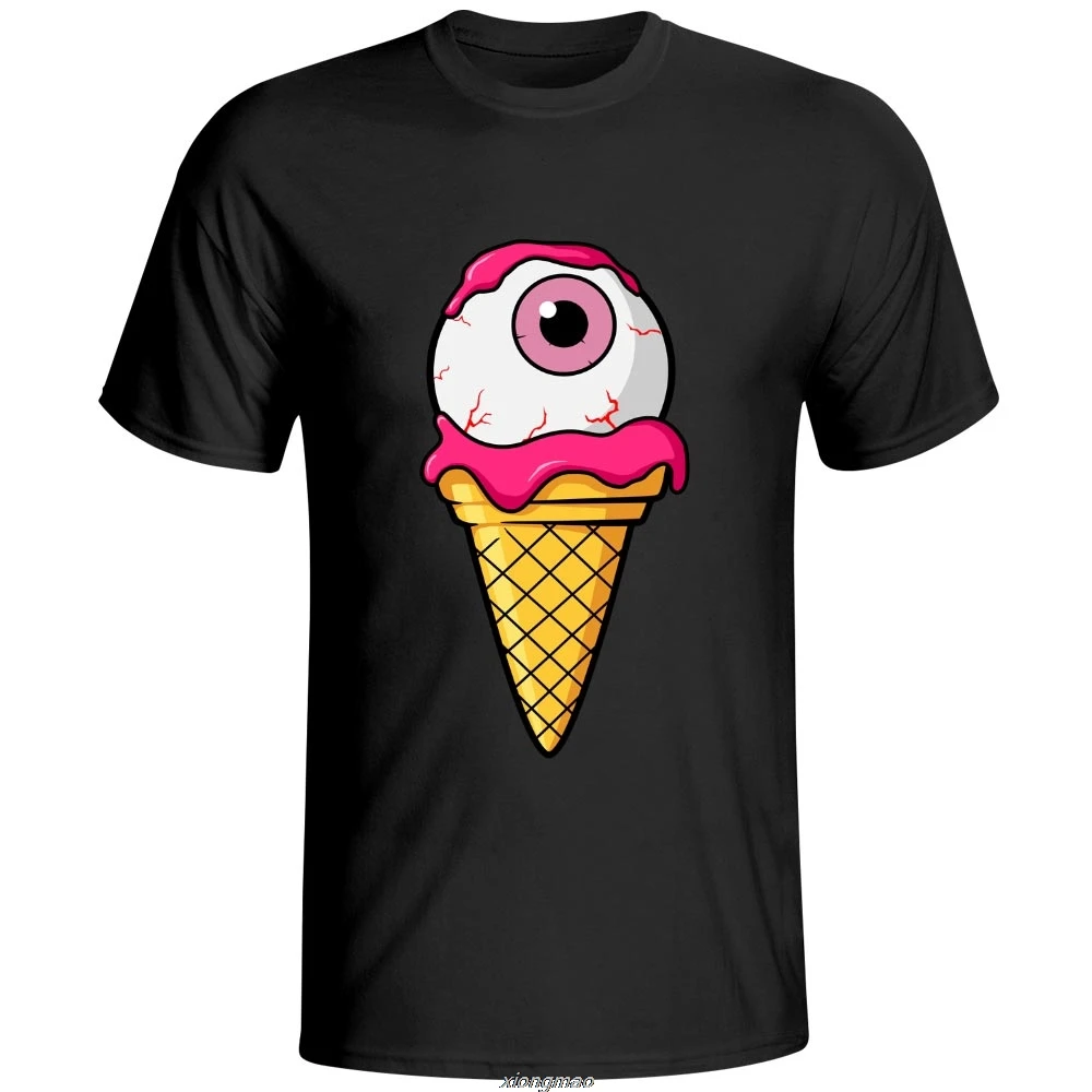 A Real Good Icecream Need Some Zombie Eyeball T Shirt Cracking Nice  Cool T-shirt Men Women  Black Tee