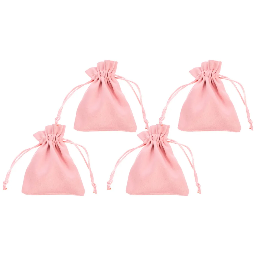 

4pcs Jewelry Bag Pink Drawstring Candy Gift Bags 10x8cm Treat Storage Reusable Snack Packing Lovely Favor Boxes Holiday
