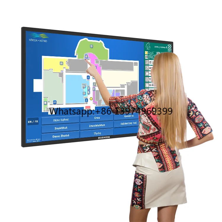 HUSHIDA 32 Inch Wall Mounted Screen Digital LCD Monitor Advertising Multi Capacitive Touch Lcd Advertising Display