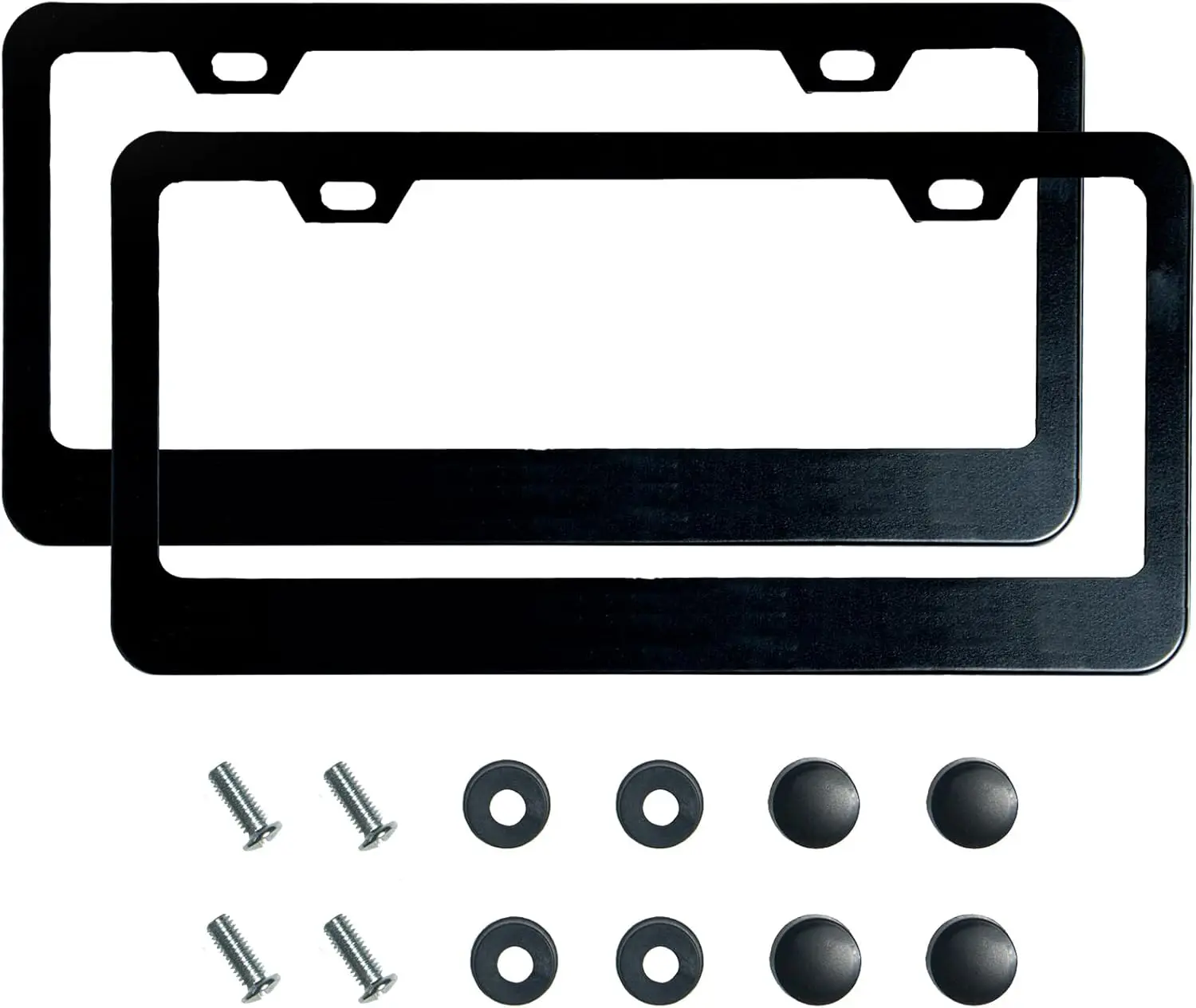 

2PCS Matte Black License Plate Frames, 2 Holes Solid Rust-Proof Stainless Steel License Plate Holder, Universal Car License