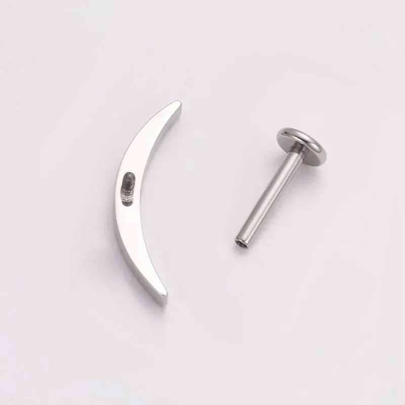 ASTM F136 Titanium Labret Helix Piercing 16/18G Internal Thread Curved Lugs Flat Tragus Conch Piercing G23 Titanium Body Jewelry