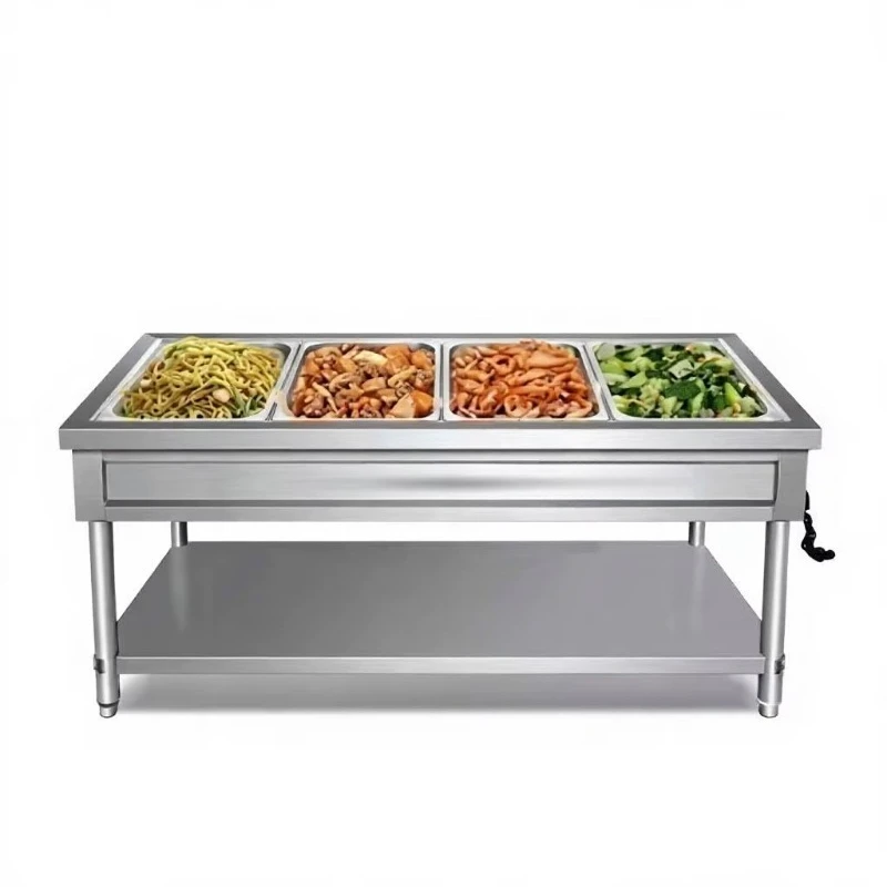 Stainless steel insulated electric food heater with flat bottom and electric heating function, suitable for cafeteria