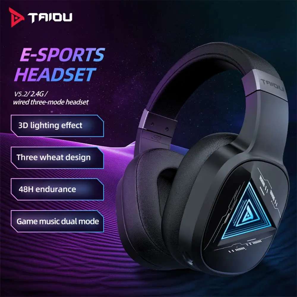 TAIDU THS320 PRO High Quality Wireless Bluetooth Headphones Surround Sound Esports Gaming Earphone  RGB Headsets  Microphones