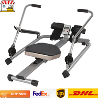 Home Rowing Machine| LCD Display 15-55kg Resistance Handle Grip Rowing Machine Black