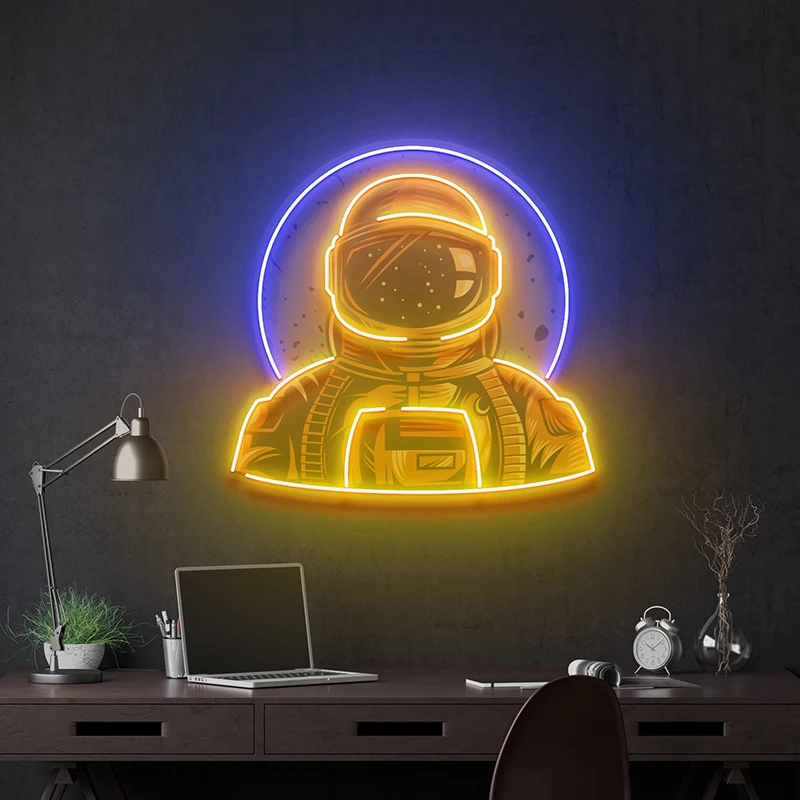 Letrero de neón personalizado con astronauta espacial, letreros Led con nombre personalizado, decoración de pared de dormitorio para regalo de