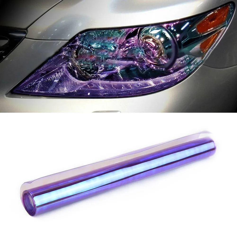 60cm Film Sticker Gloss Transparent Light Purple Chameleon Neo Chrome Headlight Taillight Fog Gloss Vinyl Tint PVC Film