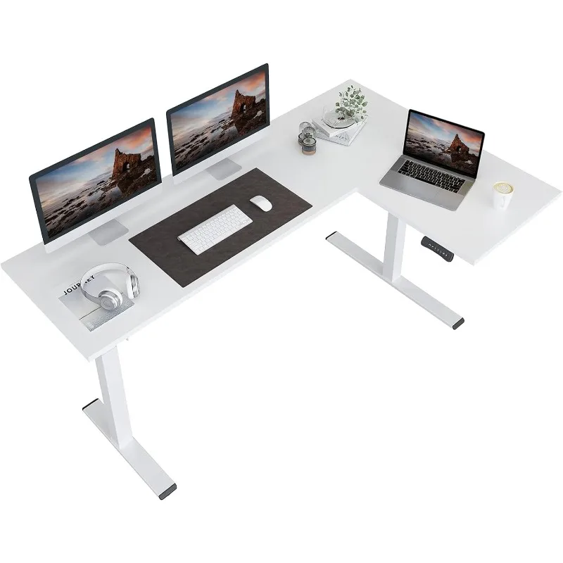 Corner Desk Dual Motor L Shaped Computer Electric Standing Sit Stand Up Desk Height Adjustable Home Office Table