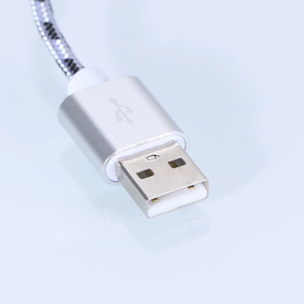 

2m Silver Type-C Cable Nylon Braided Fast Charging USB Cord for Mobile Devices High Quality PVC Case Strong Durable Long Life