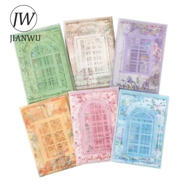 JIANWU 드림 창 시리즈 빈티지 중공 꽃 풍경 콜라주 장식 재료 종이 크리 에이 티브 정크 저널 편지지