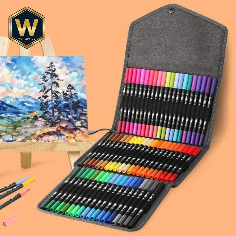 

For Art Dual Head Outline Pen Soft Brush Tip Fine Tip 12/32/60/100/120/160 Colors Colored Set Watercolor Marker Pen