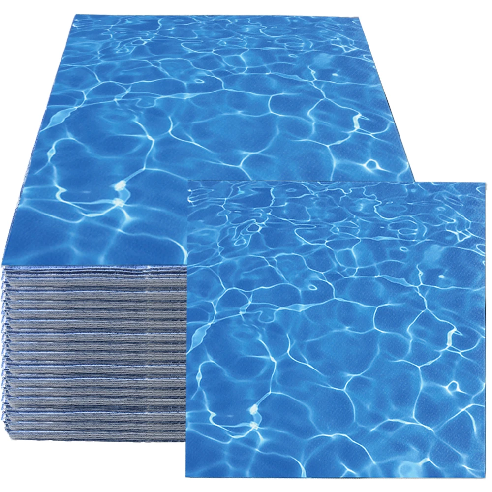 20/40/60 قطعة مناديل حفلات موجة المحيط مناديل ورقية زرقاء لشاطئ المحيط وحفلات أعياد الميلاد وحفلات استقبال المولود الجديد تحت البحر