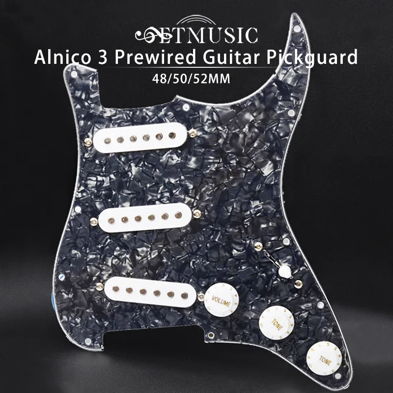 Alnico 3 SSS Prewired Guitar Pickguard Loaded Pickguard Staggered Pickups 48/50/52mm for FD ST Guitar 9 Colors Choose