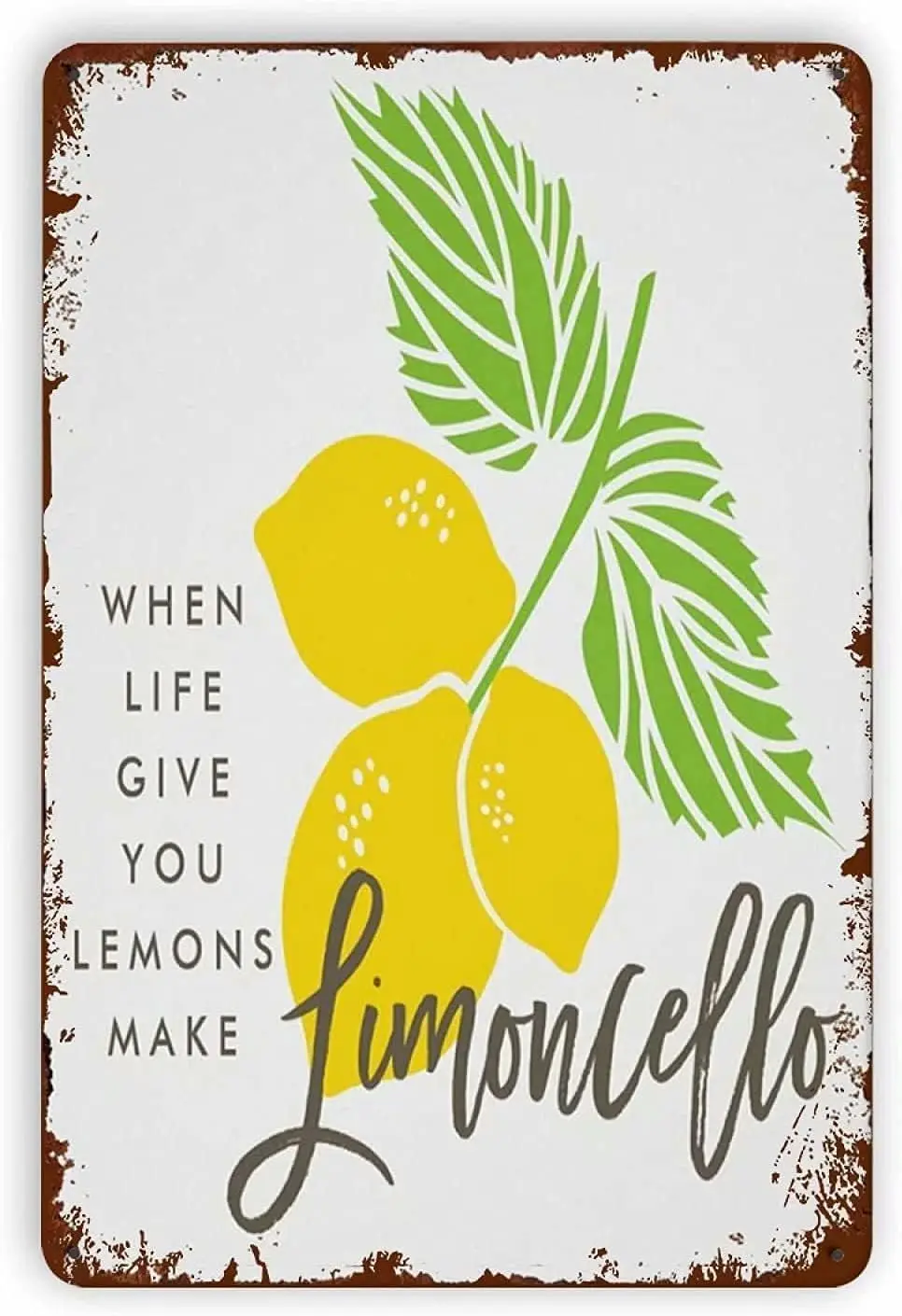 Vintage Blechschild „Zitrone: Wenn das Leben dir Zitronen gibt, mach Limoncello“ – Metallposter für Wand, Bauernhof, Hof, Club, Vintage Bar Wanddekoration
