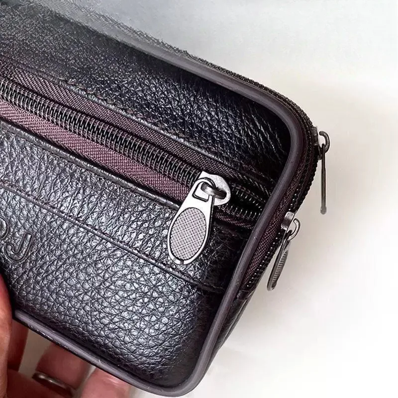 Riñonera de cuero para mujer, bolsa de cintura para teléfono móvil, 75 pulgadas, inserción en cinturón, forma cuadrada, bolsa pequeña para teléfonos móviles, estilo americano.