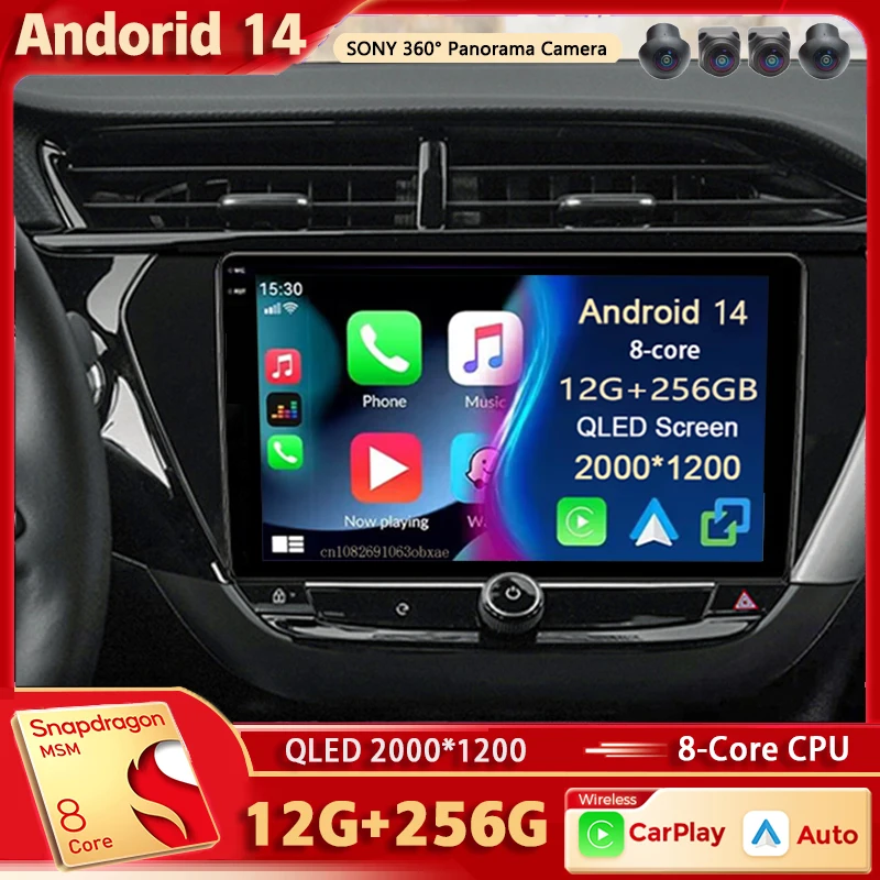 Android 14 per Opel Corsa F 2019 - 2023 2K QLED Android autoradio lettore Video multimediale GPS AI Voice CarPlay Head Unit stereo