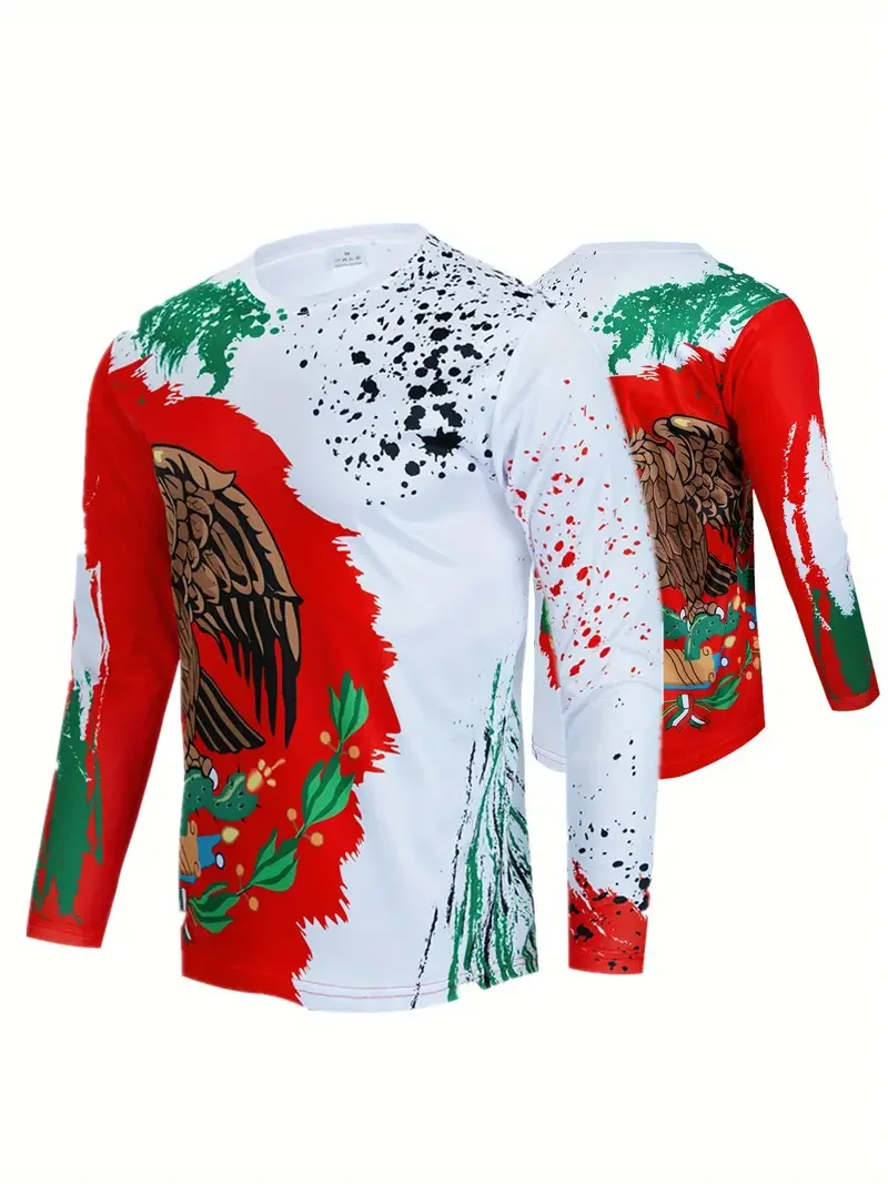 Fashion Mexican Flag T-Shirts Mexico 3D Print Men Woman Long Sleeve T Shirt Streetwear Oversized Harajuku Kids Tees Top Clothing #6