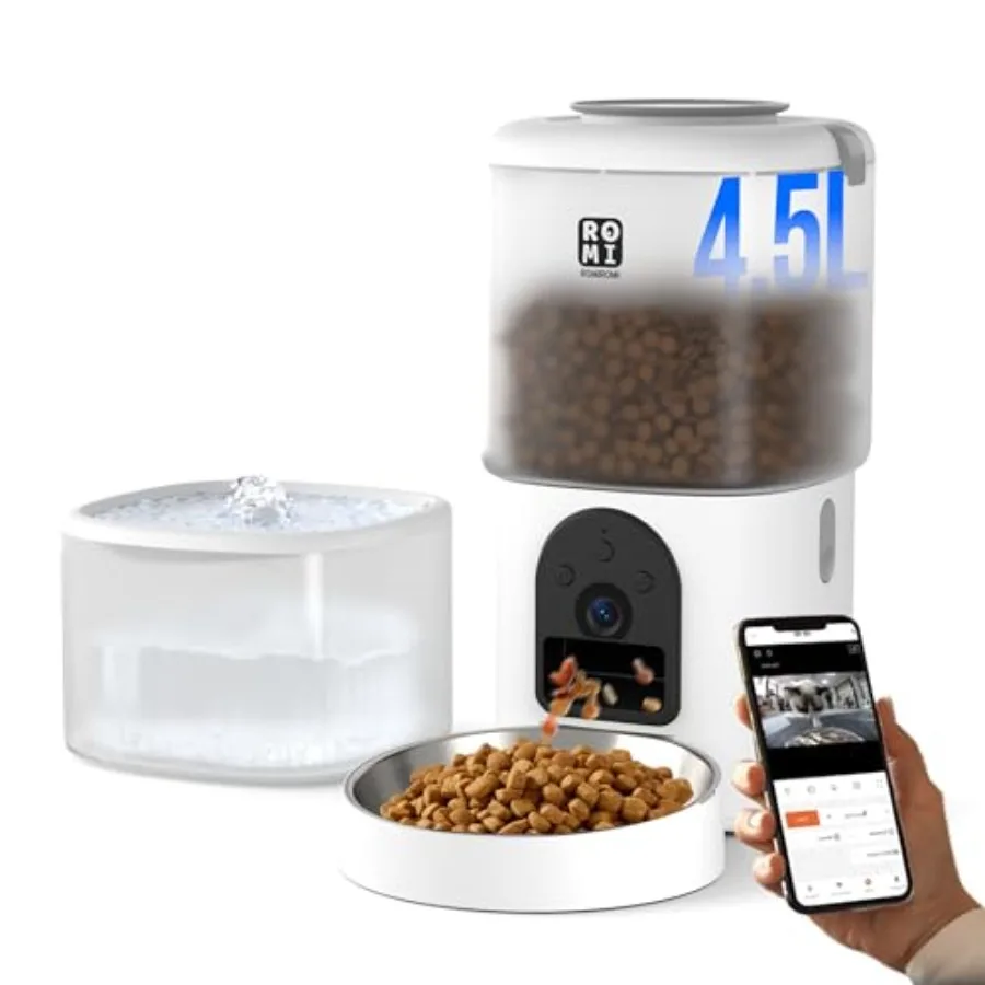 

7L 2-in-1 Automatic Cat Feeder with Camera and Water Fountain Dispenser 1080P HD Video 2.4G5G WiFi Timed Auto Feeder with APP C