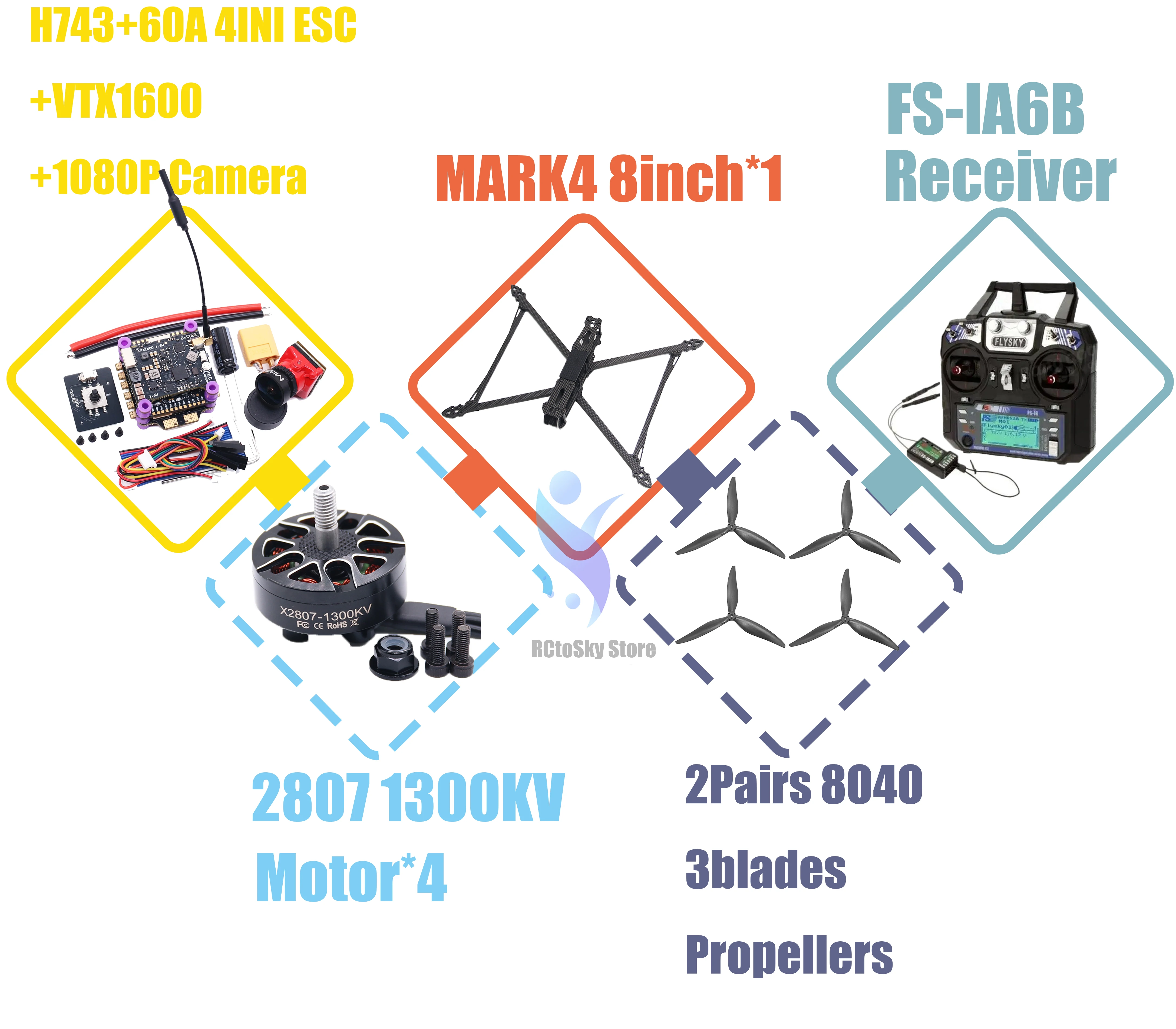 

MARK4 V2 8 дюймов 9 дюймов 10 дюймов H743 Управление полетом 60A 4INI ESC стоечный дрон FPV из углеродного волокна PV Гоночный дрон Квадрокоптер Фристайл