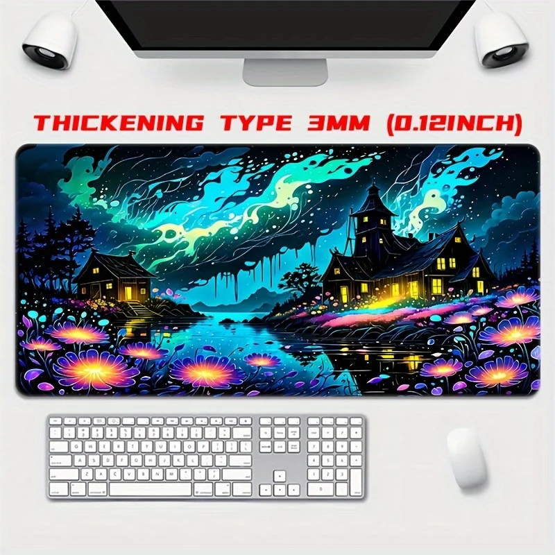 

Large Mouse Pad 900x400x3MM Dreamy Landscape Desk pad Non-Slip Rubber table mat for Office Gaming accessories Stitched Edges