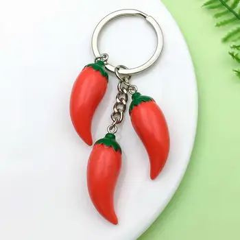 1ks módní klíčenka s motivem pryskyřice a červené papriky, imitace jídla, na klíče od auta, batohy, peněženky 10 nejlepší prodej Klíčenka s kořením - №10