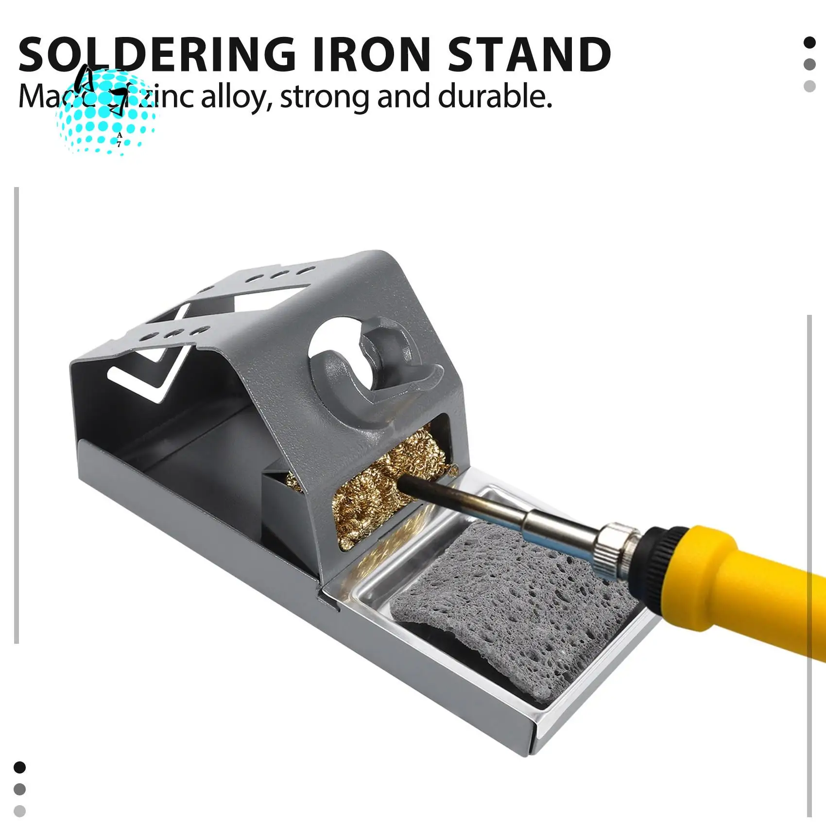 

A07F-T12 Soldering Iron Station Stand Stable Welding Solder Iron Tips Holder With Insulation Pad Brass Wire Ball Tip