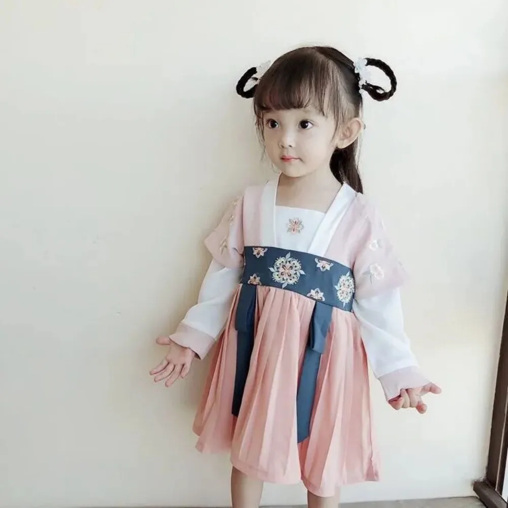 Baby Girl Long-sleeved Dress Spring and Autumn Dress Girls Tang Suit Children\'s Chiffon Dress Hanfu 8M 12M 2Y 4Y 6Y