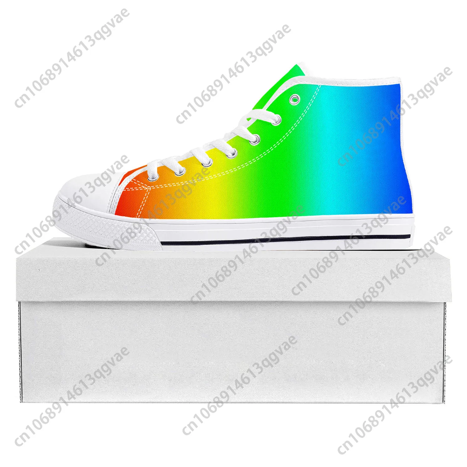 Rainbow Flag Pattern High Top High Quality Sneakers Mens Womens Teenager Canvas Sneaker Casual Couple Shoes Custom Shoe White