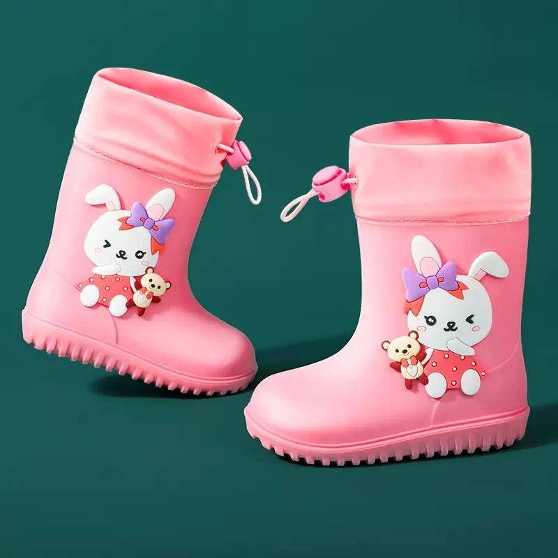 Children Rain Boots Rubber Boots Kids Water Shoes PVC Baby Cartoon Waterproof Non-slip Cartoon Unicorn Rainshoes