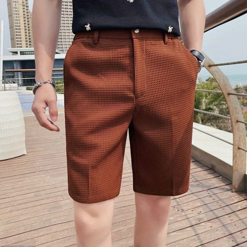 

Шорты с карманами для мужчин, летняя мода, корейский стиль, ледяные новые в сухую посадке, персонализированные мужские короткие брюки без логотипа