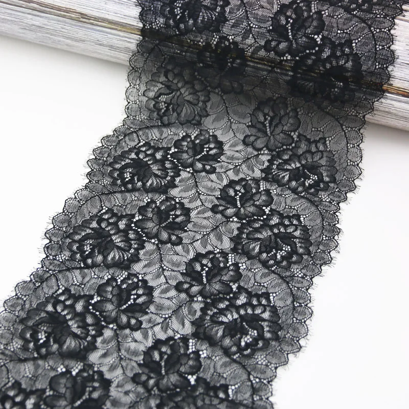 (3 meters) 230mm flower Stretch Lace Trims For Clothing Accessories Dress Sewing Applique Costume Handwork Lace Fabrics Ribbon