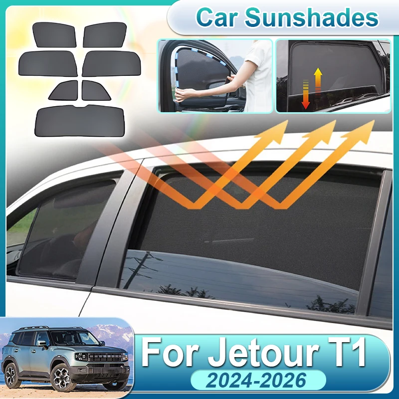 

For Jetour T1 Accessories 2024 2025 2026 Freedom Shanhai T1 Car Full Coverage Sunshades Magnetic Curtain Sun Shields Accessories