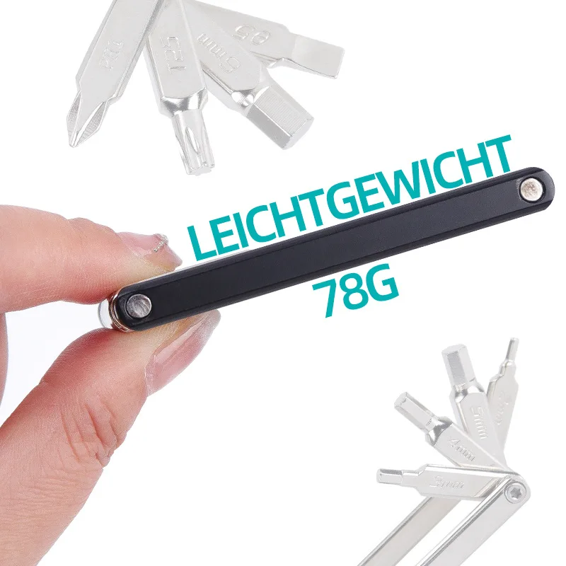8-in-1 Fahrrad-Reparaturwerkzeug-Set Motorrad MTB Rennrad Schraubendreher-Set Faltbarer Sechskant-Speichenschlüssel Mountainbike Rennrad Werkzeug-Set – Detail 6