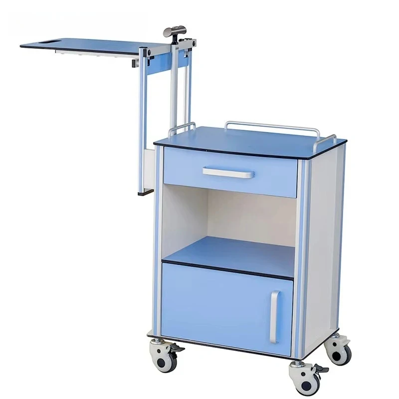 Adjustable Wooden Bedside Table – Mobile with Wheels, Height Adjustable, Hospital Wards, Nursing Homes, Restaurants,