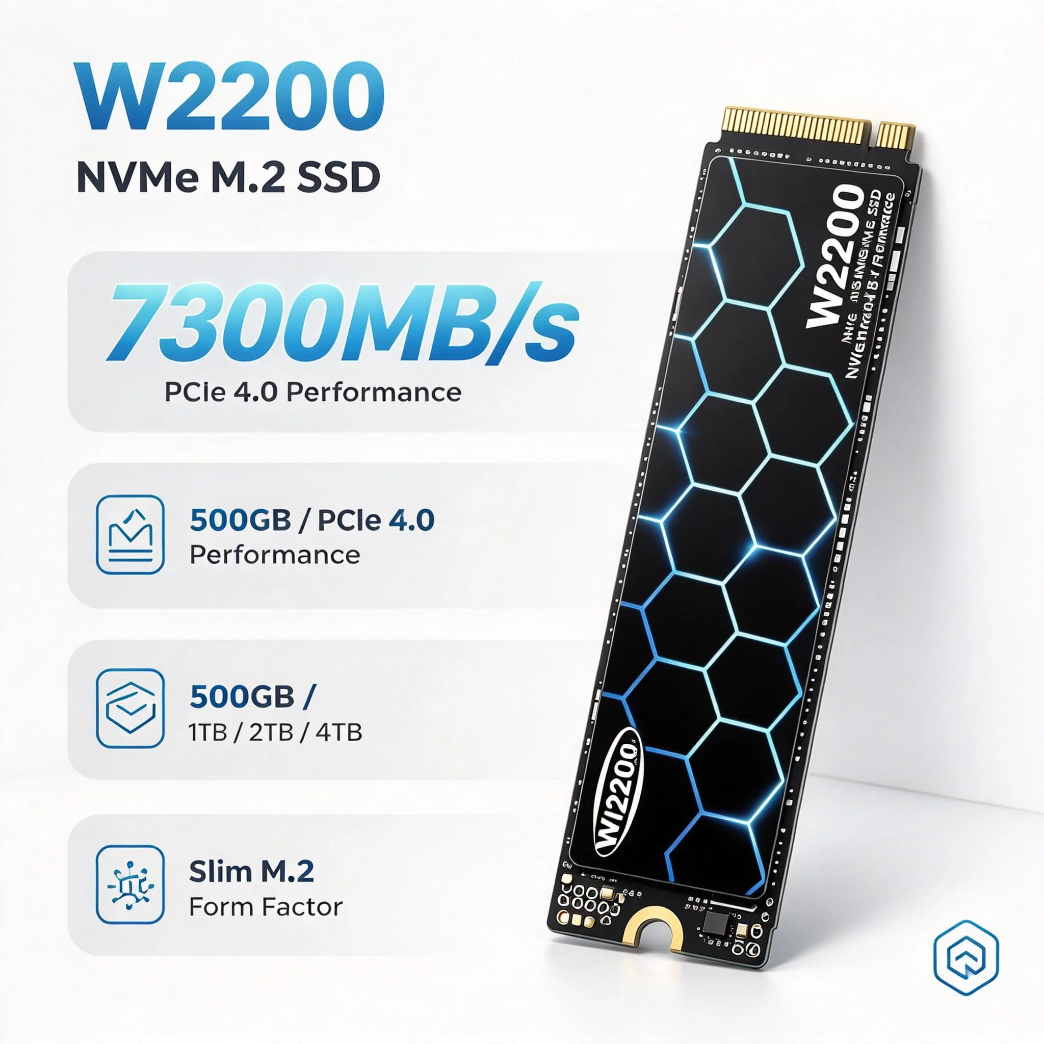 Game Office PC Notebooks W2200 High Speed M2 NVMe PCIe 4.0 SSD 2026 New Fast Speed 500GB 1TB 2TB 4TB Inside Solid State Disk