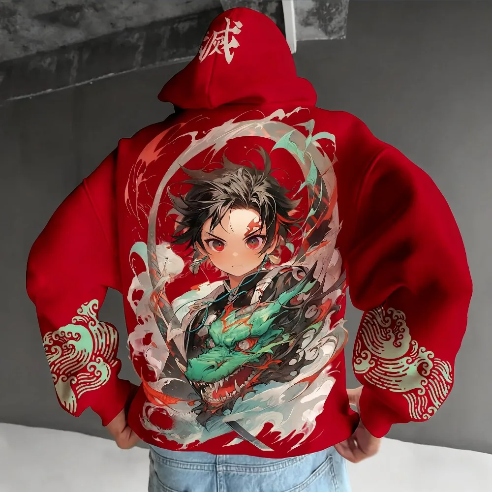 

Demon Slayer Anime Cool Printed Hoodie 2025 Autumn/Winter Men's New Loose Casual American Hip Hop Pullover Parent-child Top