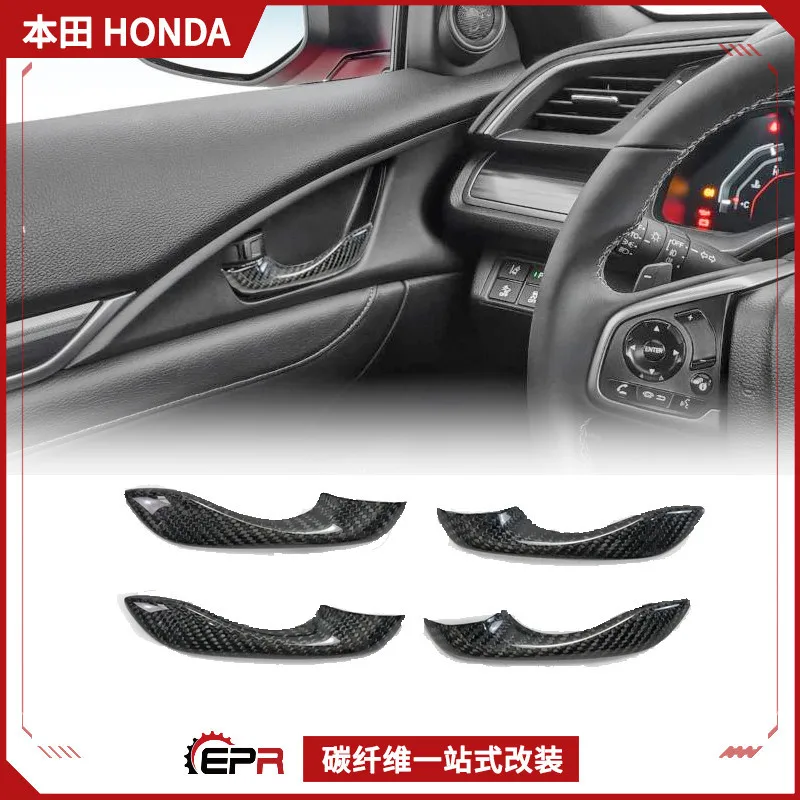 

Подходит для Honda FK8 Civic Type R, модификация из углеродного волокна, наклейка для украшения автомобиля, подлокотник, установка внутренней дверной ручки
