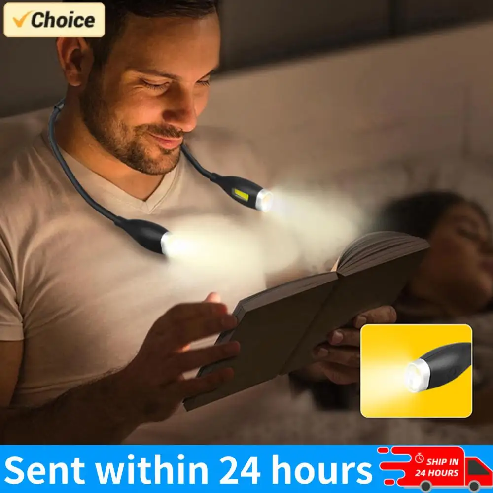 

Лампа для чтения с регулируемой яркостью, светодиодный ночник, фонарик с функцией Hands Free, перезаряжаемый, для ночного бега, прогулок, вязания, кемпинга